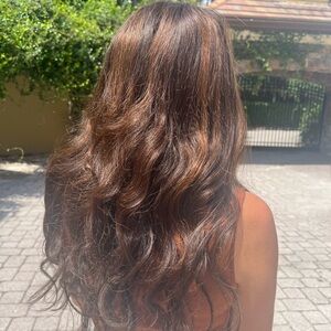 Super Long Real Hair Brown Balayage 22” Wig